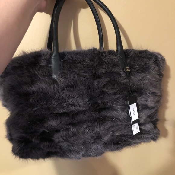 NWT Falor Italia Genuine Leather and Mink Fur Purse - Picture 2 of 6